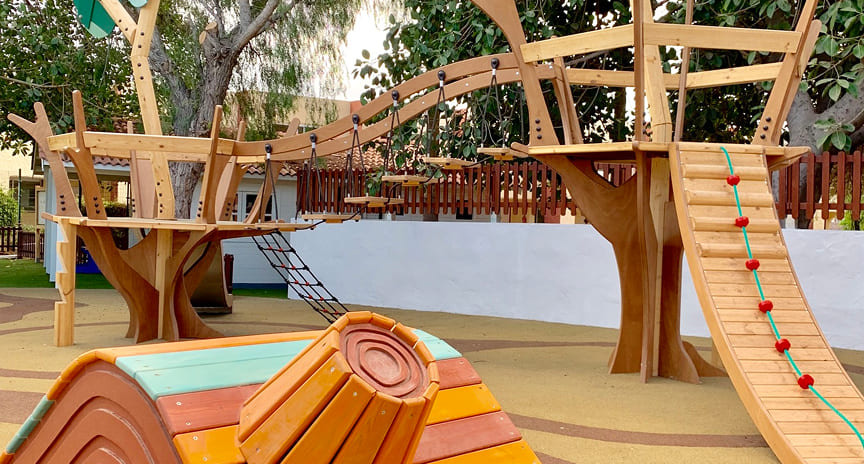 Tablas de madera de un playground